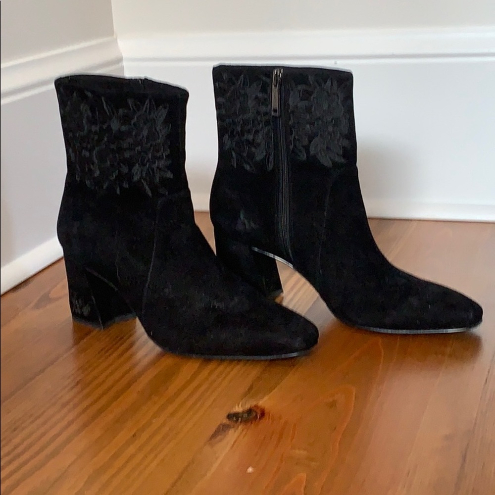 Embroidered black booties (Never Worn!!!!)